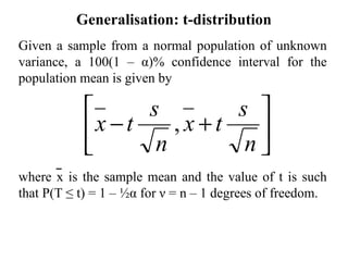 Confidence Intervals And The T Distribution | PPT