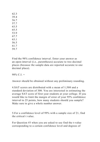 Confidence Intervals for the Mean1.Assume that a sample is use.docx