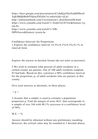 Confidence Intervals for the Mean1.Assume that a sample is use.docx