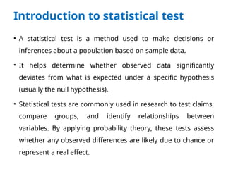 Confidence intervals, hypothesis testing and statistical tests of ...
