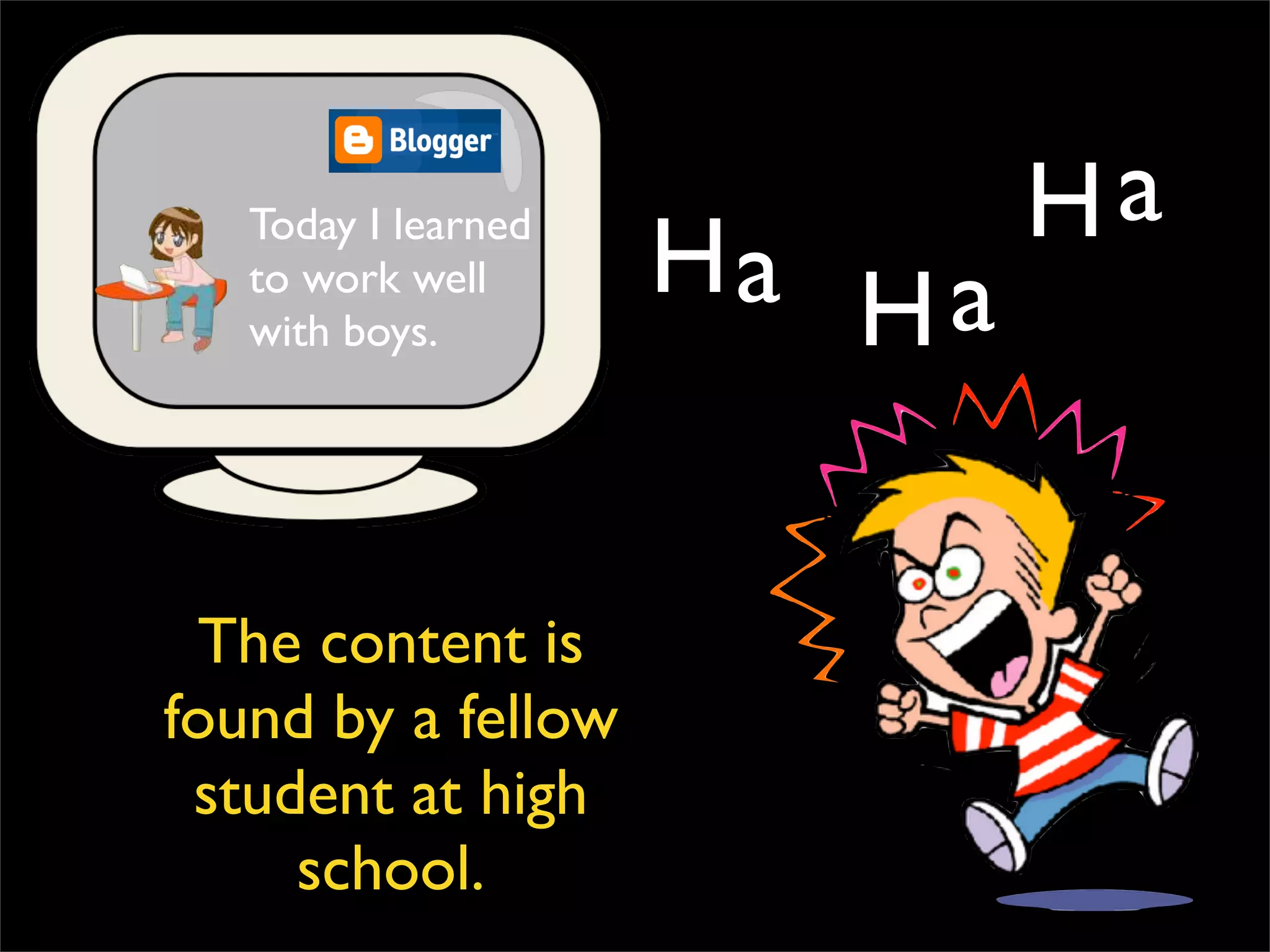H a H H a a The content is found by a fellow student at high school. Today I learned to work well with boys. 