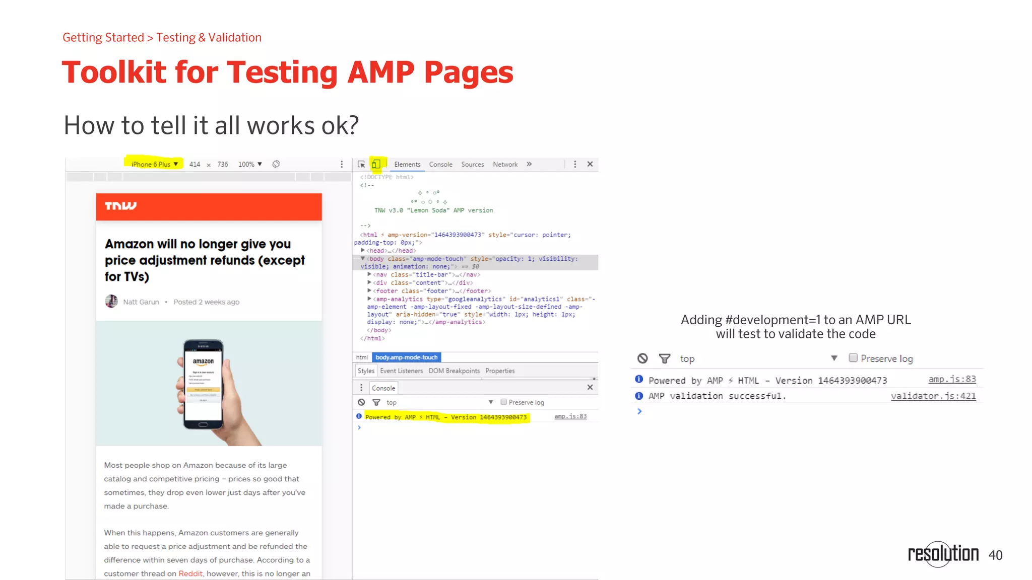40
Toolkit for Testing AMP Pages
 