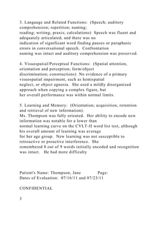 CONFIDENTIAL CLINICAL NEUROPSYCHOLOGY REPORT Patient.docx