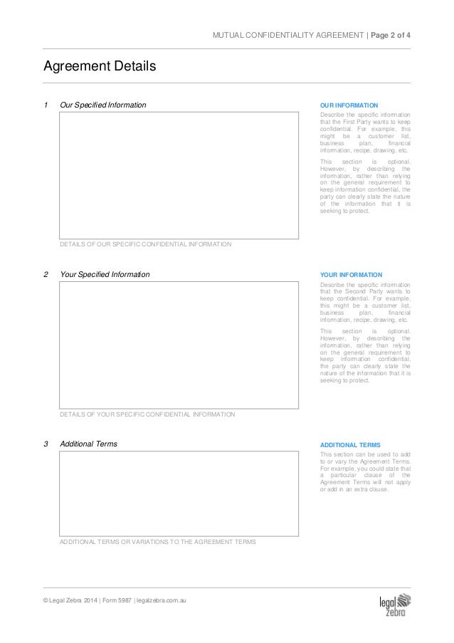 confidential agreement sample