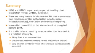 Confidentiality, HIPAA and HITECH | PPT
