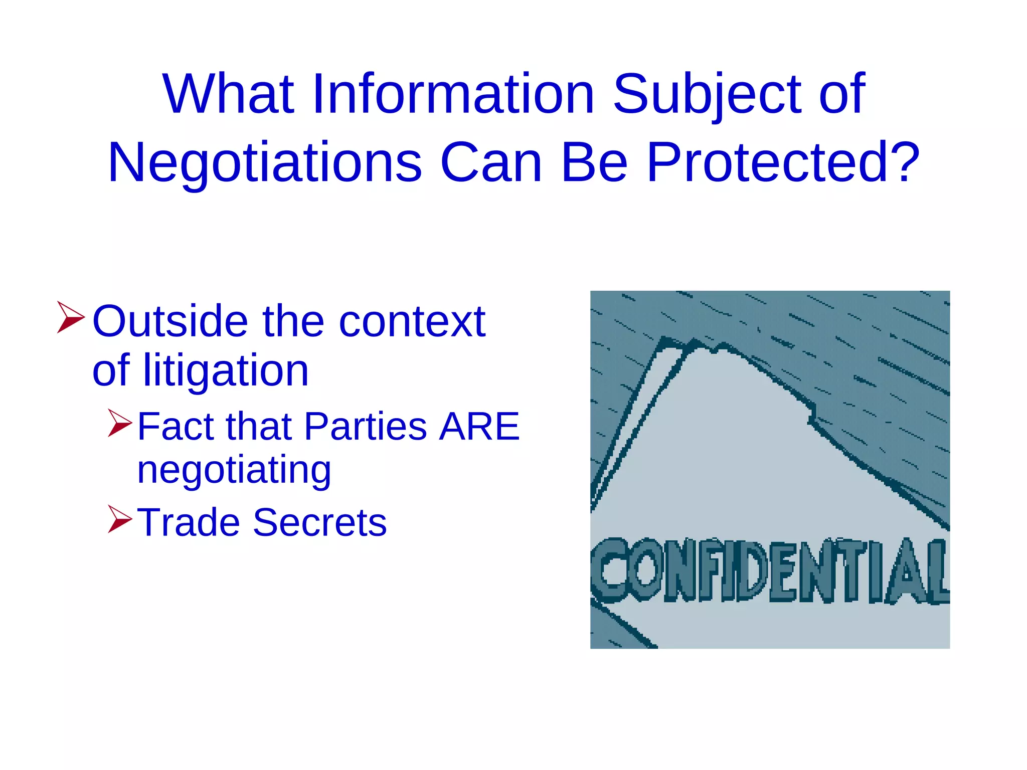 Confidentiality In Negotiating Settlement Agreements | PPT