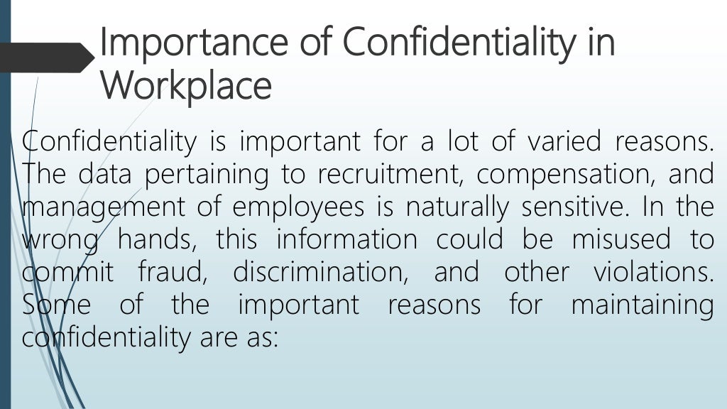 Confidentiality in the workplace