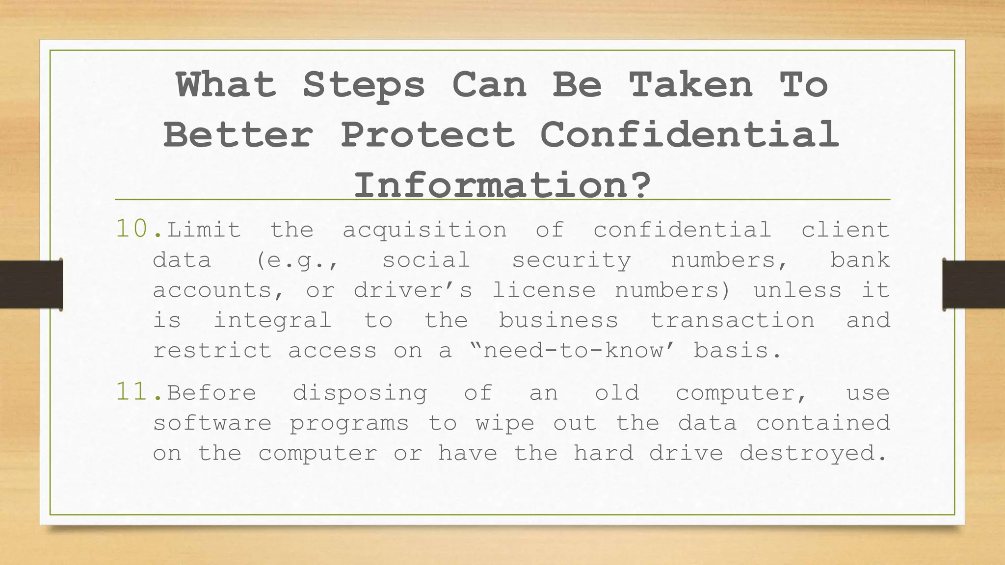 NEED TO KNOW BASIS CONFIDENTIALITY visual data 6