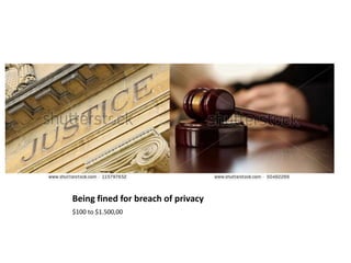Being fined for breach of privacy
$100 to $1.500,00
 