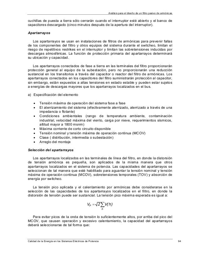 Operación de filtros análisis y diseño