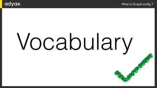 What is Drupal config ?
Vocabulary
 