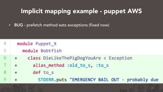 • BUG - prefetch method eats exceptions (fixed now)
22
Implicit mapping example - puppet AWS
 