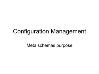 Configuration Management Meta schemas purpose 