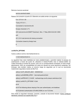 Configuración básica de sendmail | PDF