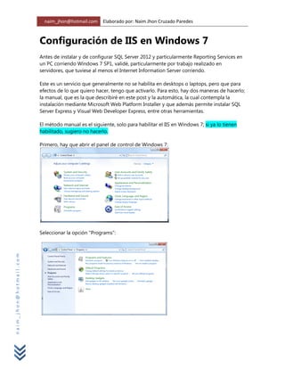 Configuración de IIS en windows 7 y SQL Server 2012 | PDF