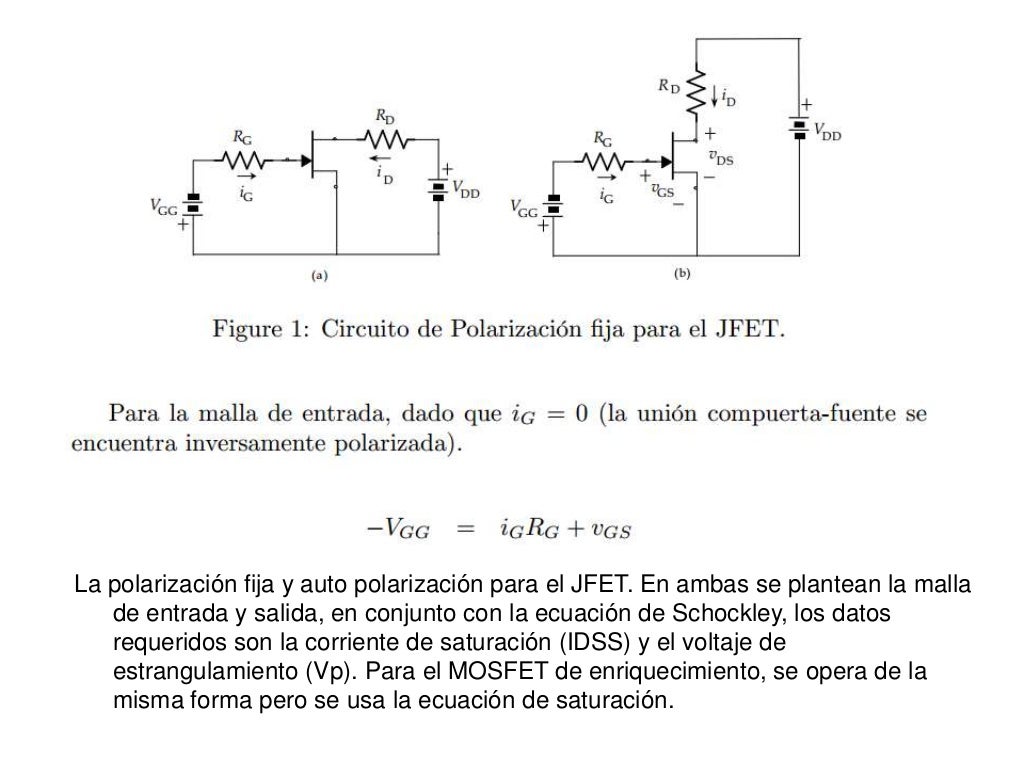 Configuración de polarización fija y la auto polarización en el JFET