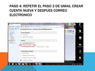 PASO 4: REPETIR EL PASO 3 DE GMAIL CREAR 
CUENTA NUEVA Y DESPUES CORREO 
ELECTRONICO 
 