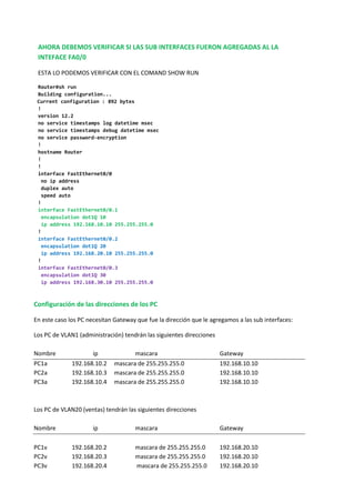 Configuracion basica de vlan con un router