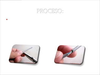  1.-con la punta de las tijeras, a unos 5-6 cm. del
  extremo, pellizcamos la funda, camisa o aislamiento
  externo del cable, todo alrededor y cuando está
  debilitada, tiramos y separamos, dejando al
  descubierto
 