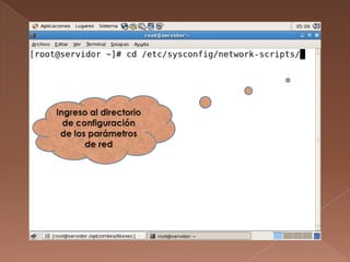 Ingreso al directorio de configuración de los parámetros de red