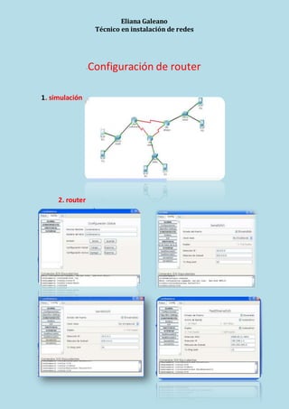 Eliana Galeano
Técnico en instalación de redes
-Configuración de router
1. simulación
2. router
 