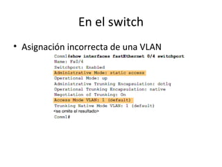 En el switch Asignación incorrecta de una VLAN 