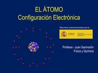 EL ÁTOMO
Configuración Electrónica
Profesor.- Juan Sanmartín
Física y Química
Recursos subvencionados por el…
 