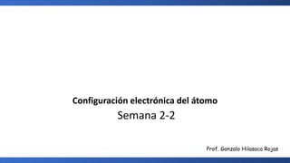 Configuración electrónica del átomo
Semana 2-2
Educación personalizada
Prof. Gonzalo Hilasaca Rojas
 