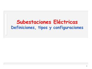 1
Subestaciones Eléctricas
Definiciones, tipos y configuraciones
 