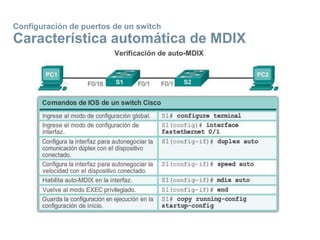 Configuración de puertos de un switch
Característica automática de MDIX
 