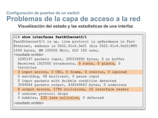 Configuración de puertos de un switch
Problemas de la capa de acceso a la red
 