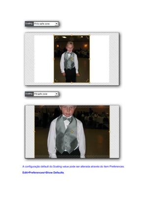A configuração default do Scaling value pode ser alterada através do item Preferences:

Edit>Preferences>Show Defaults.
 