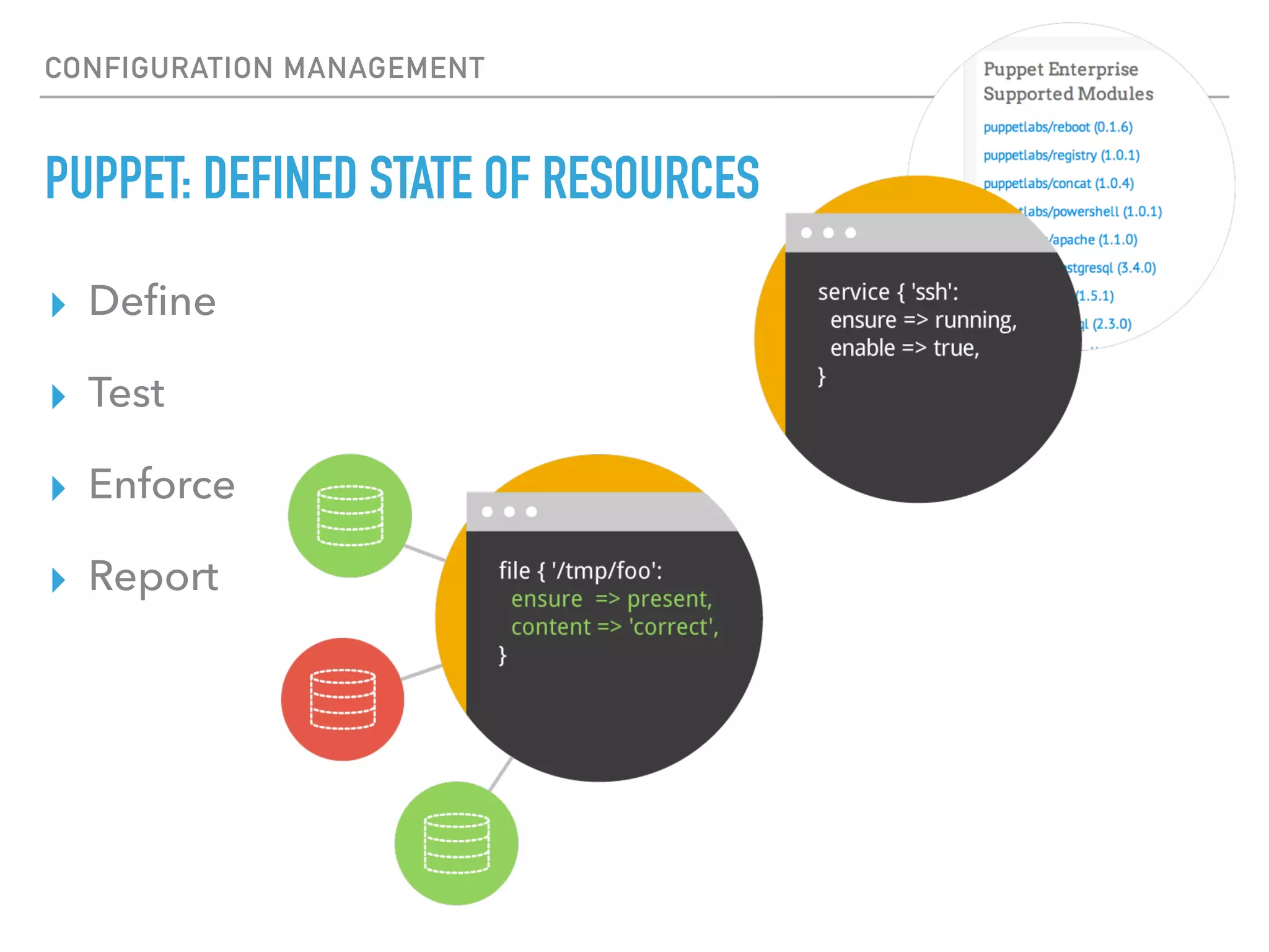 CONFIGURATION MANAGEMENT
PUPPET: WINDOWS & LINUX SUPPORT
▸ IIS
▸ Powershell
▸ Windows Registry
▸ NewRelic Agent
▸ Apt-Get
▸ Nginx
▸ Bash
▸ Augeas
▸ NewRelic Agent
▸ Chocolatey
16
 