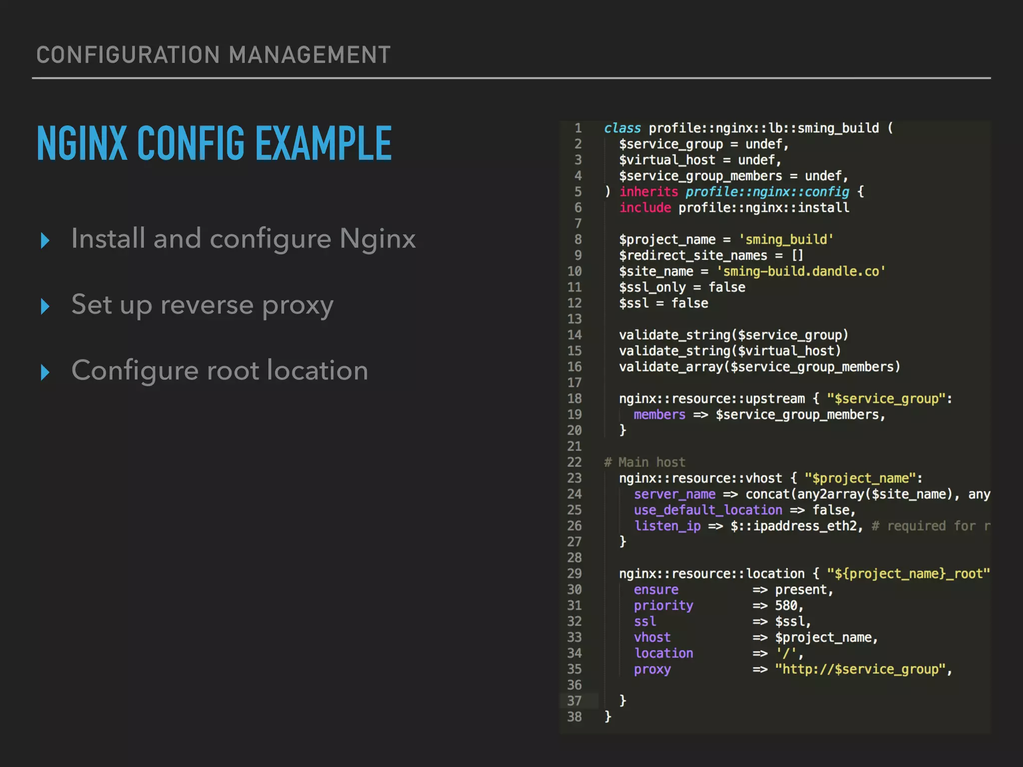 CONFIGURATION MANAGEMENT
WINDOWS
LINUX
FILE RESOURCE
18
 