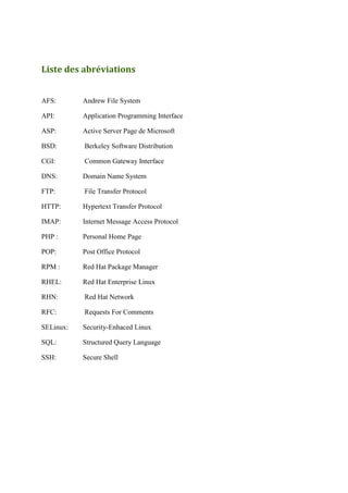 iii.      Configuration
    9.         Postfix
         i.      Présentation
         ii.     Installation
         iii.      Configuration
    10.          POP/IMAP
         i.      Présentation
         ii.     Installation
         iii.      Configuration
         iv.       Test de serveur de messagerie
    11.          NFS
         i.      Présentation
         ii.     Installation
         iii.      Configuration

Z
 