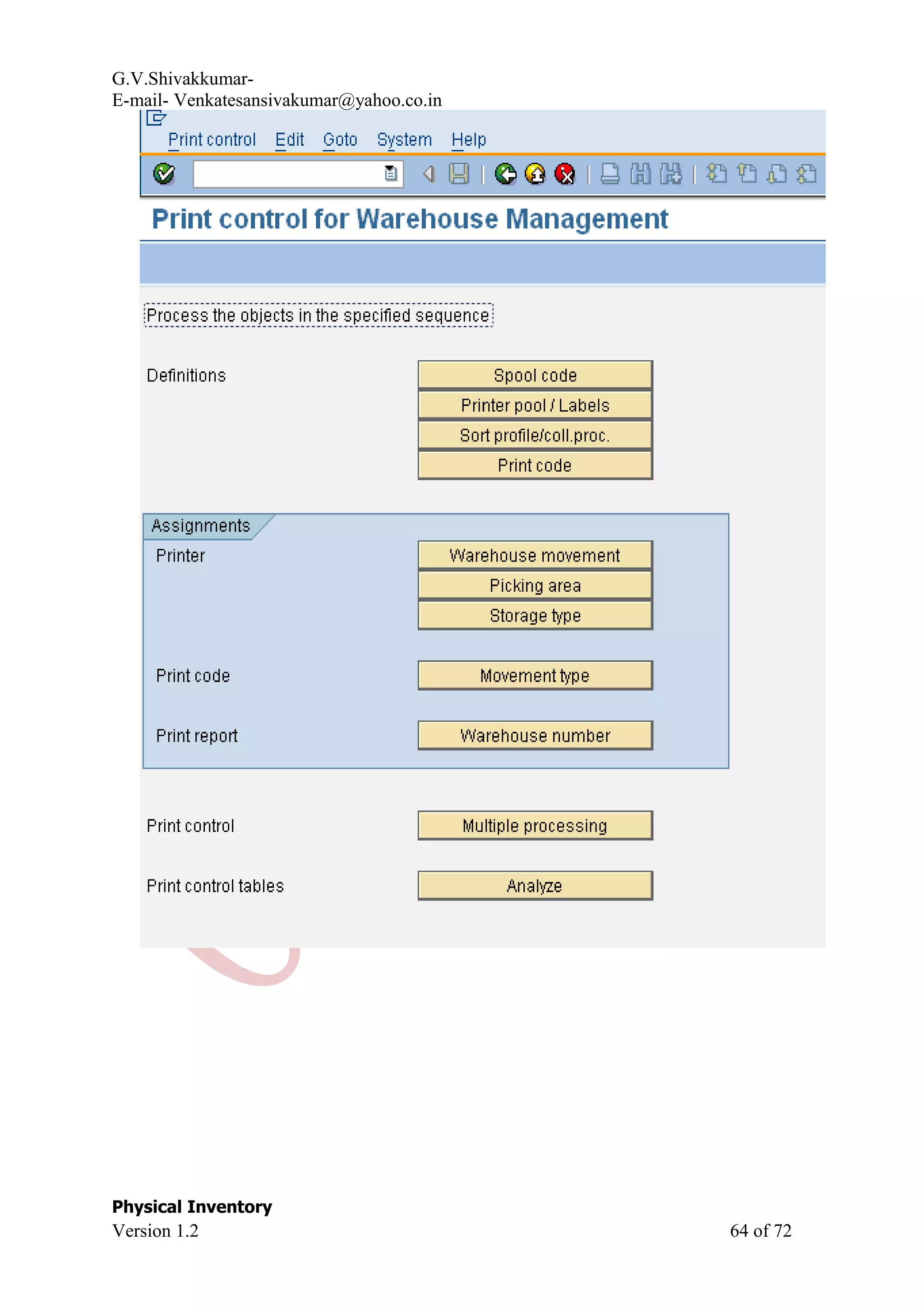 G.V.Shivakkumar- E-mail- Venkatesansivakumar@yahoo.co.in Physical Inventory Version 1.2 64 of 72 
