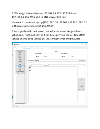 Configuration of mail server on cisco packet tracer1 converted | PDF