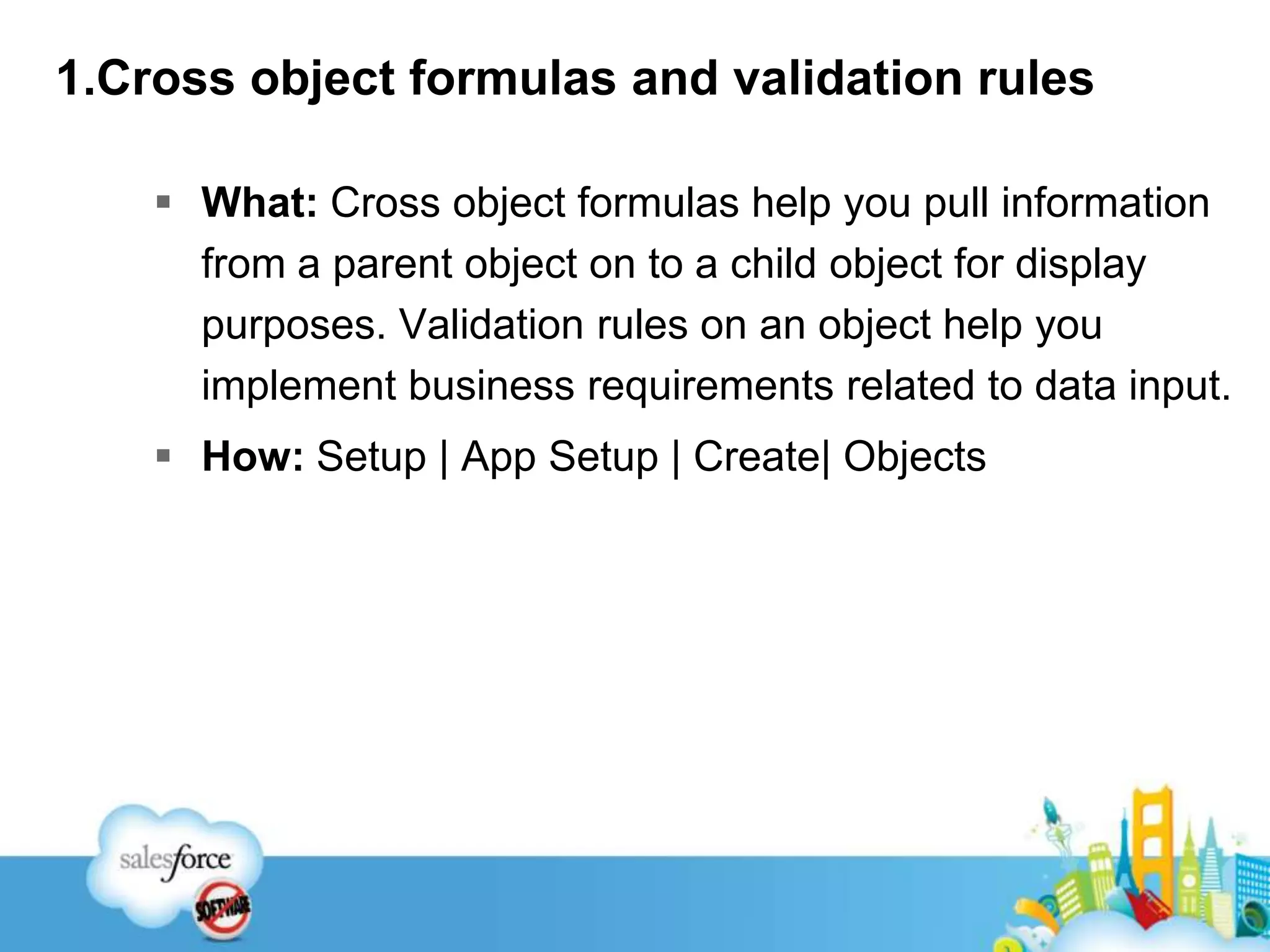 2. Build “Personalized” Sidebar ReportsWhat: Create sidebar reports specific to departments so that users have what they need at all timesHint: Use “&pv0”, “&pv1”, etc. codes on report URLs to limit report results by UserExample: Create a sidebar reports section for your users that will display various reports. When clicked on a report, the report will produce results based on the logged in user. 
