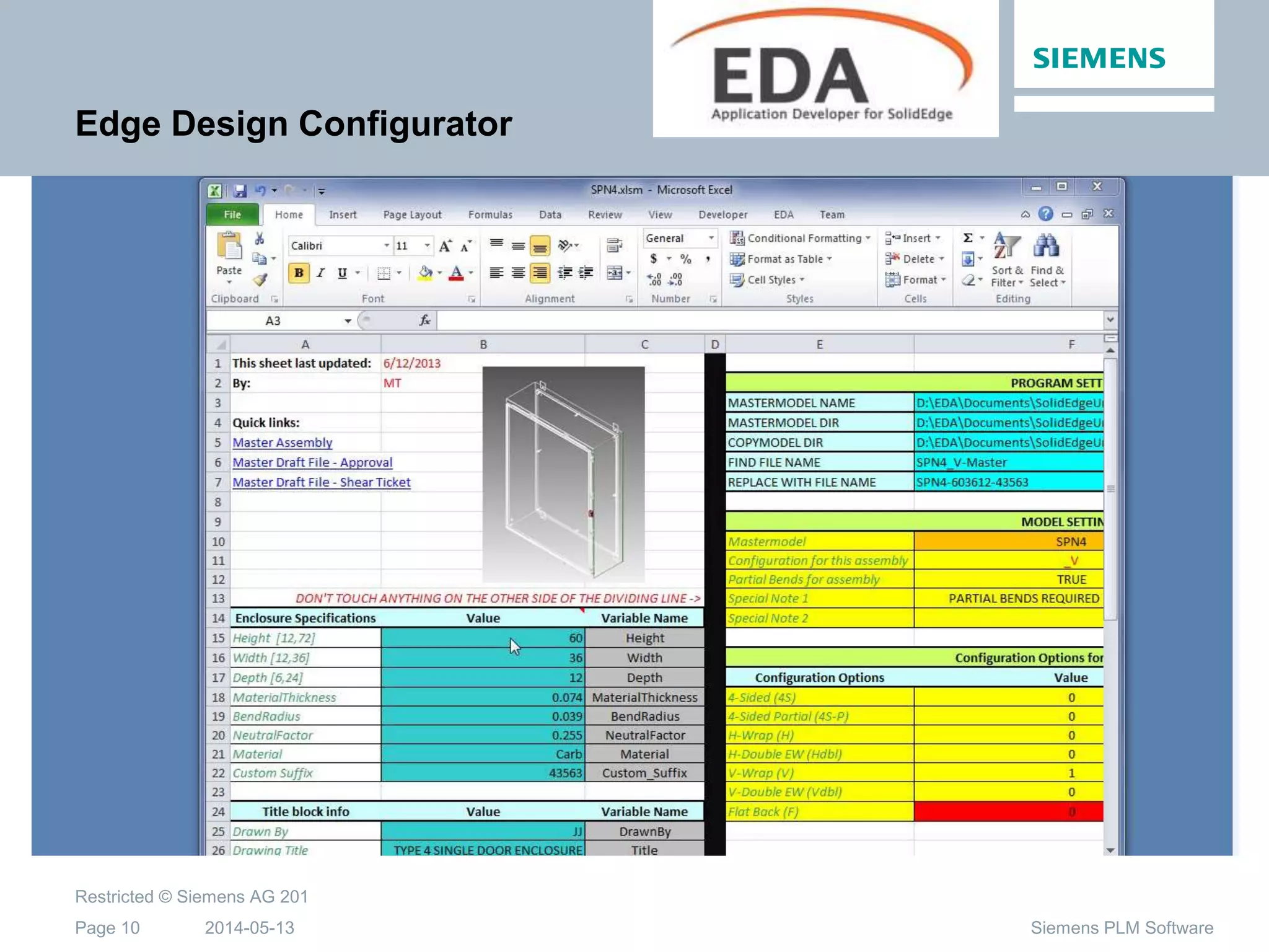 2014-05-13
Restricted © Siemens AG 201
Page 10 Siemens PLM Software
Edge Design Configurator
 