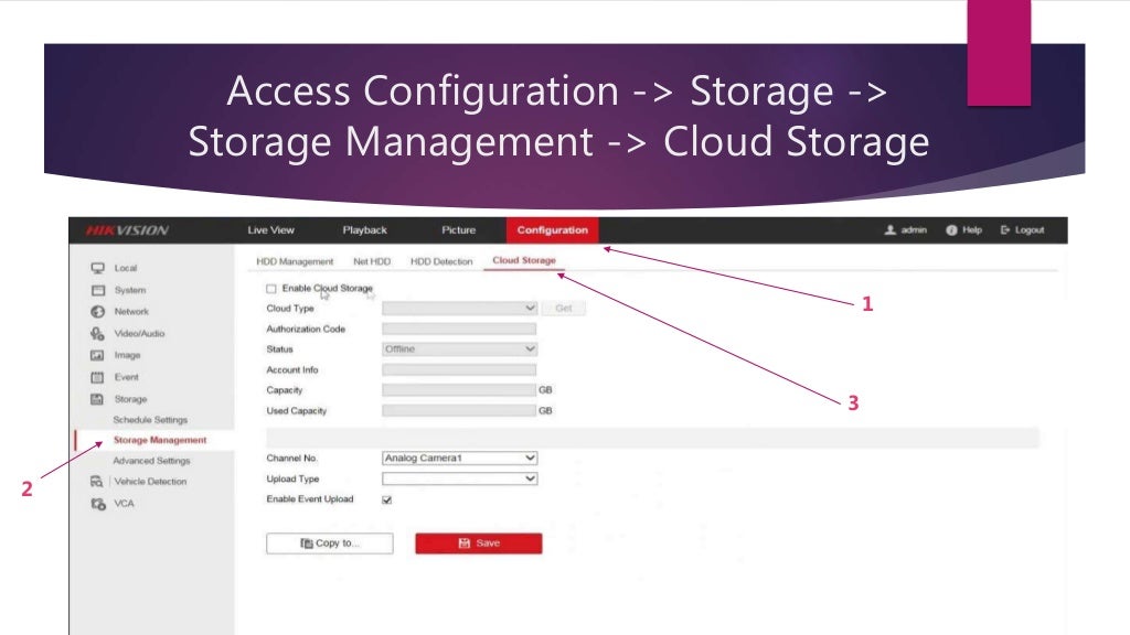How to configure hikvision dvr cloud storage through web browser
