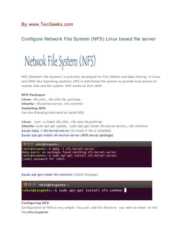 Configure Network File System Nfs Linux Based File Server