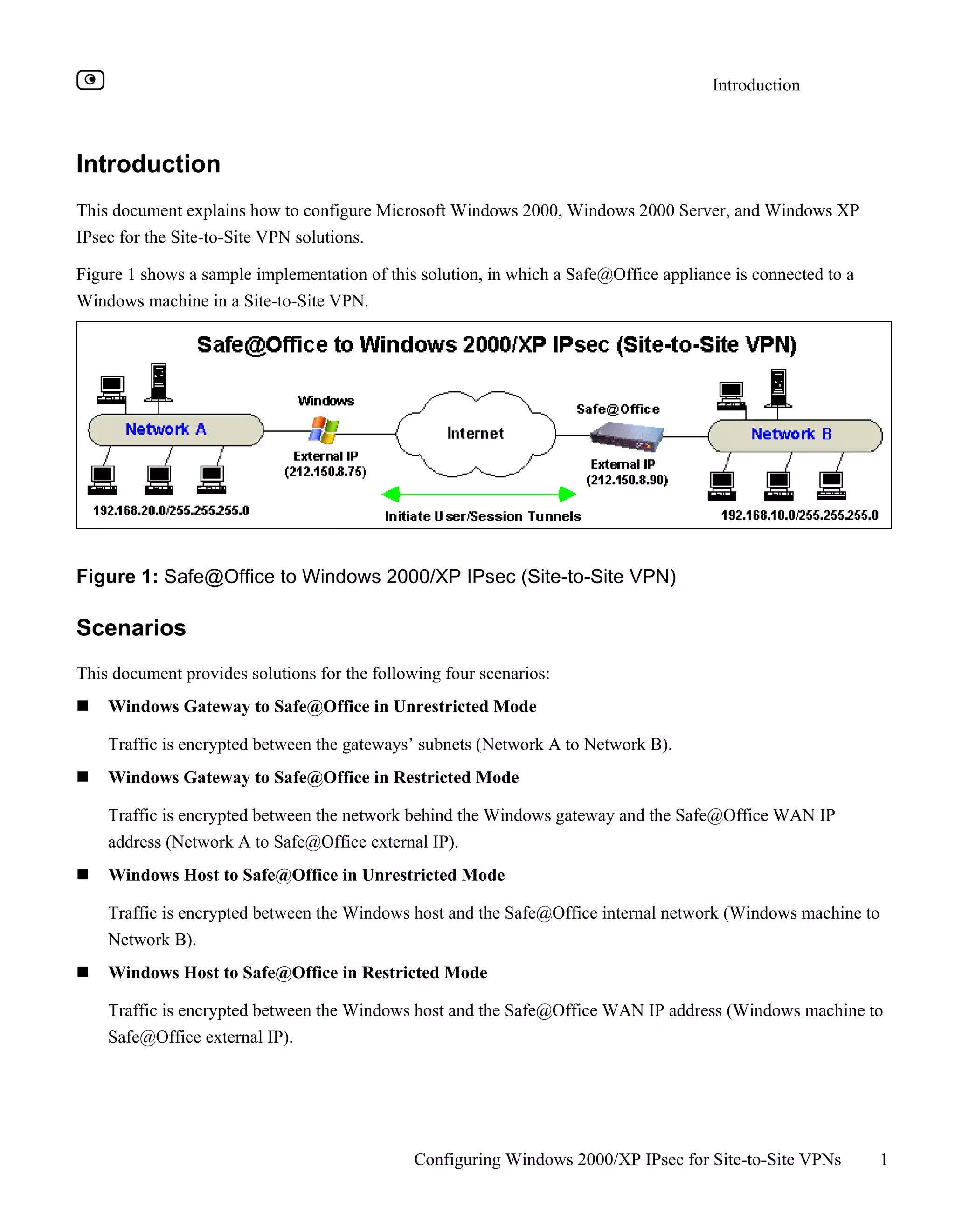 Configuring Windows 2000/XP IPsec for Site-to-Site VPN | PDF