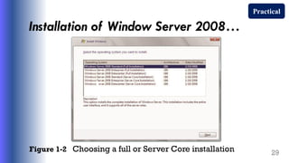 Installation of Window Server 2008…
Figure 1-2 Choosing a full or Server Core installation 29
Practical
 