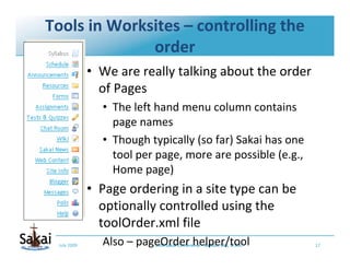 Tools in Worksites – controlling the 
              order
             • We are really talking about the order 
          ...