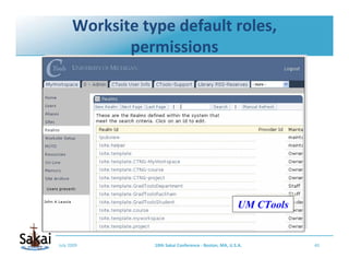 Worksite type default roles, 
             permissions




                                                         UM CTo...
