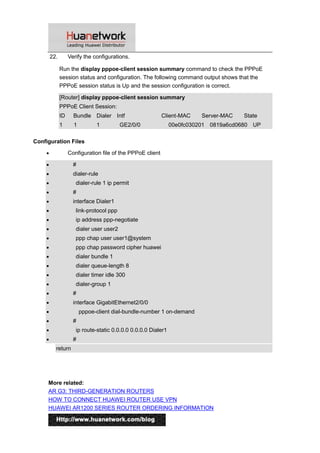 Configuring the Device as a PPPoE Client on Huawei AR1200 | DOC