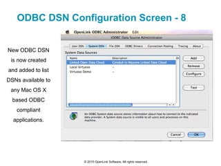 ODBC DSN Configuration Screen - 8
© 2015 OpenLink Software, All rights reserved.
New ODBC DSN
is now created
and added to ...