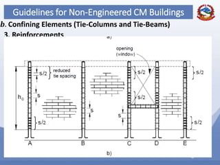 71
Guidelines for Non-Engineered CM Buildings
3. Reinforcements
𝒃. Confining Elements (Tie-Columns and Tie-Beams)
 