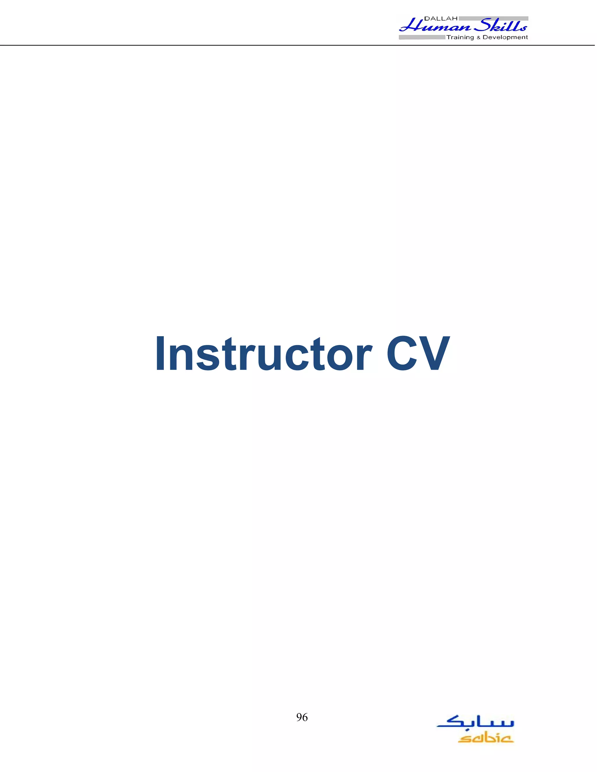Instructor CV




      96
 