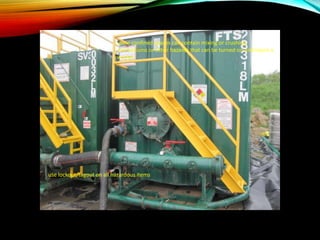 some confined spaces can contain mixing or crushing
mechanisms or other hazards that can be turned on and injure a
worker
use lockout/tagout on all hazardous items
 